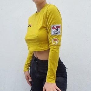 Fila Yellow Long Sleeve Crop Top